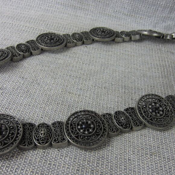 Concho Belt Women 40 Silver Medallion Western Cowgirl Country Stretch Large Boho main image 5